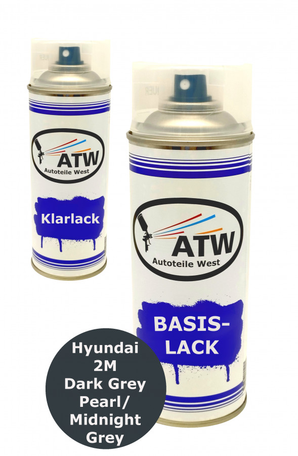 Autolack für Hyundai 2M Dark Grey Pearl / Midnight Grey +400ml Klarlack Set